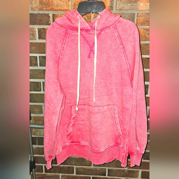 ACID WASH FLEECE HOODIE WITH POCKETS - Picture 4 of 5